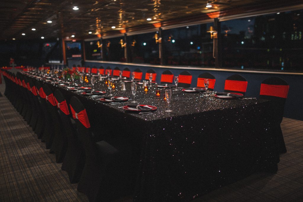 Wedding Interior Black and Red Accent